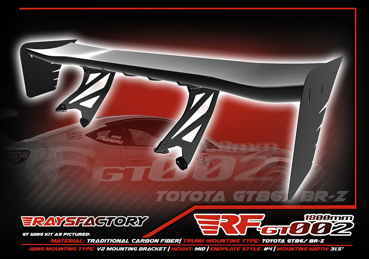 RF-GT002 1800MM Carbon Fiber GT Wing Kit - 2012-21 TOYOTA 86 GT86/ BRZ