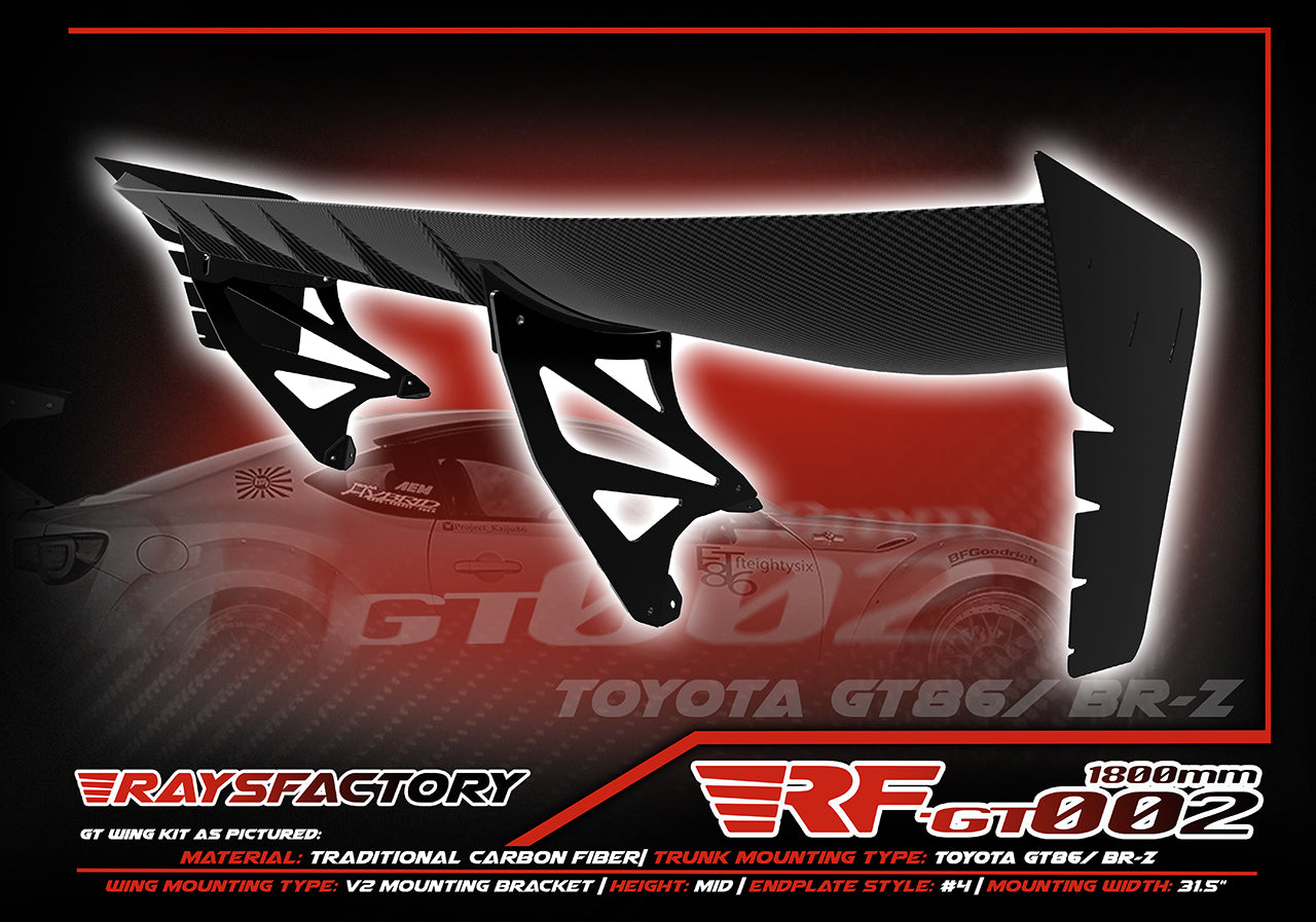 RF-GT002 1800MM Carbon Fiber GT Wing Kit - 2012-21 TOYOTA 86 GT86/ BRZ