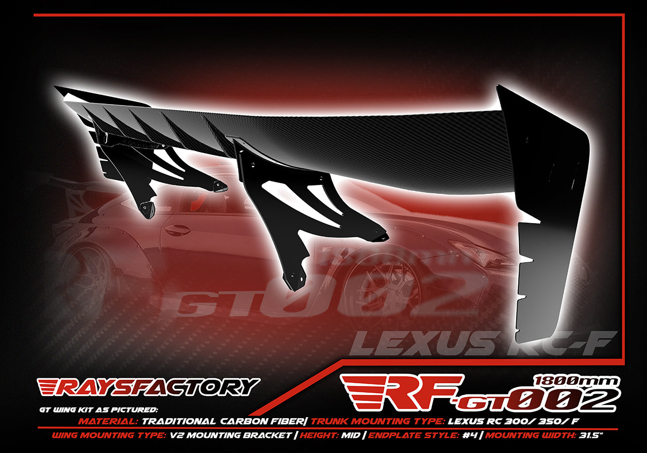 RF GT002 1800MM Carbon Fiber GT Wing Kit 2014 24 LEXUS RC F RC300 RC RF GT002 1800MM Carbon Fiber GT Wing Kit 2014 24 LEXUS RC F RC300 RC